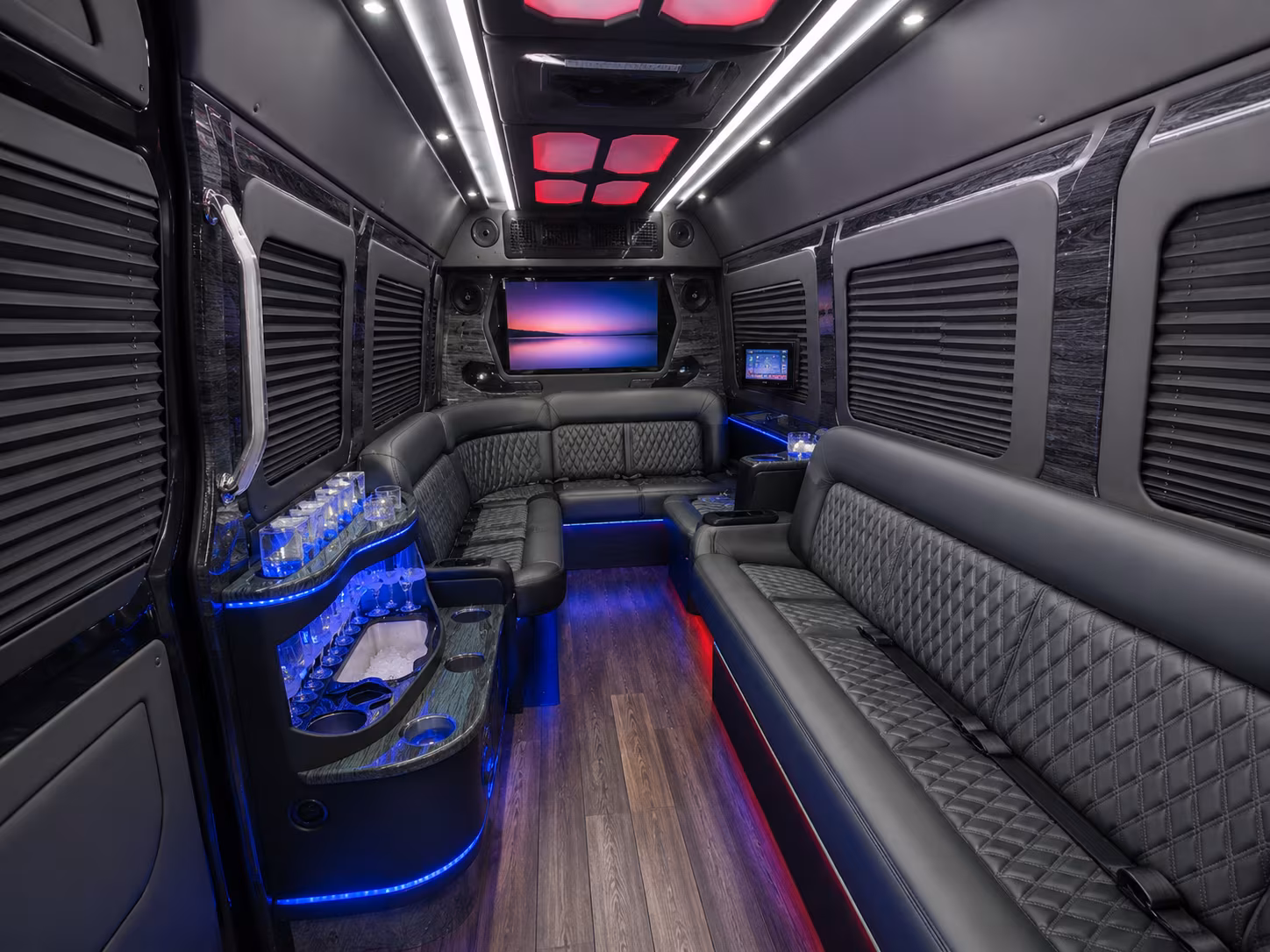 kansas city 20 passenger party bus inside